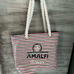 Small Handbag With Navy and Red Strips